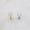 ROUND 5 PETALS CZ FLOWER THEADLESS (PUSH IN) 316L SURGICAL STEEL LABRET SET
